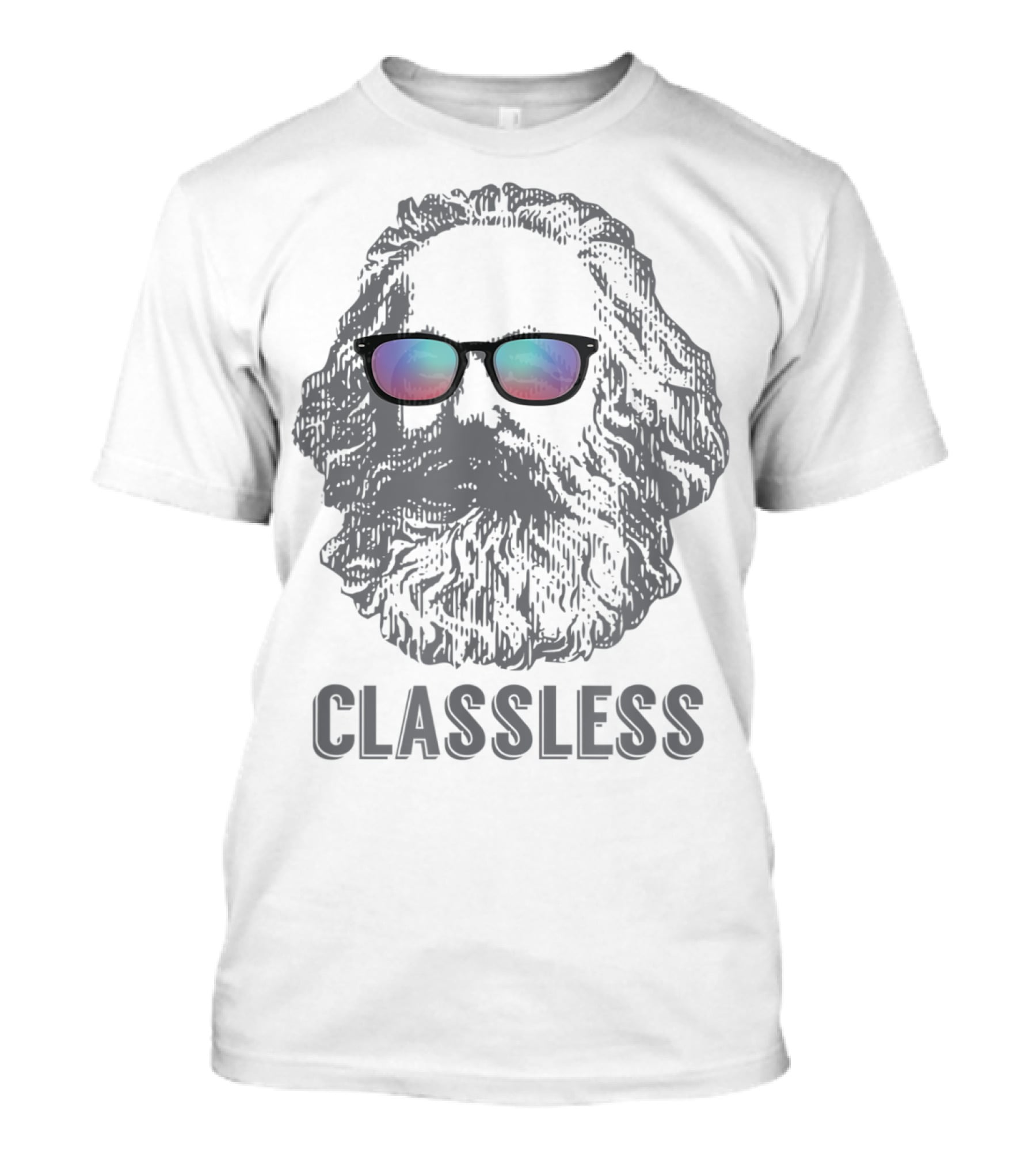 Classless Karl Marx Marxist Marxism With Sunglasses Iconic T-Shirt