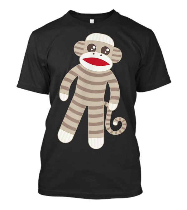 Cute Striped Sock Monkey Plush Character Toy T-Shirt