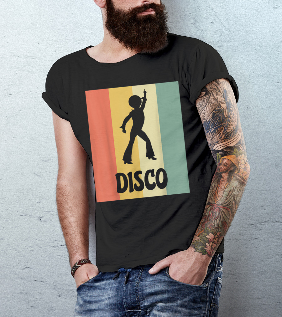 Disco Retro Funk Groove On Color Stripes T-Shirt