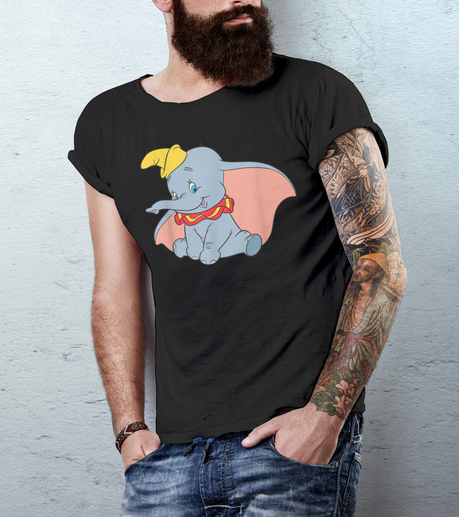 Dumbo Classic Disney Circus Elephant With Yellow Hat And Red Collar T-Shirt
