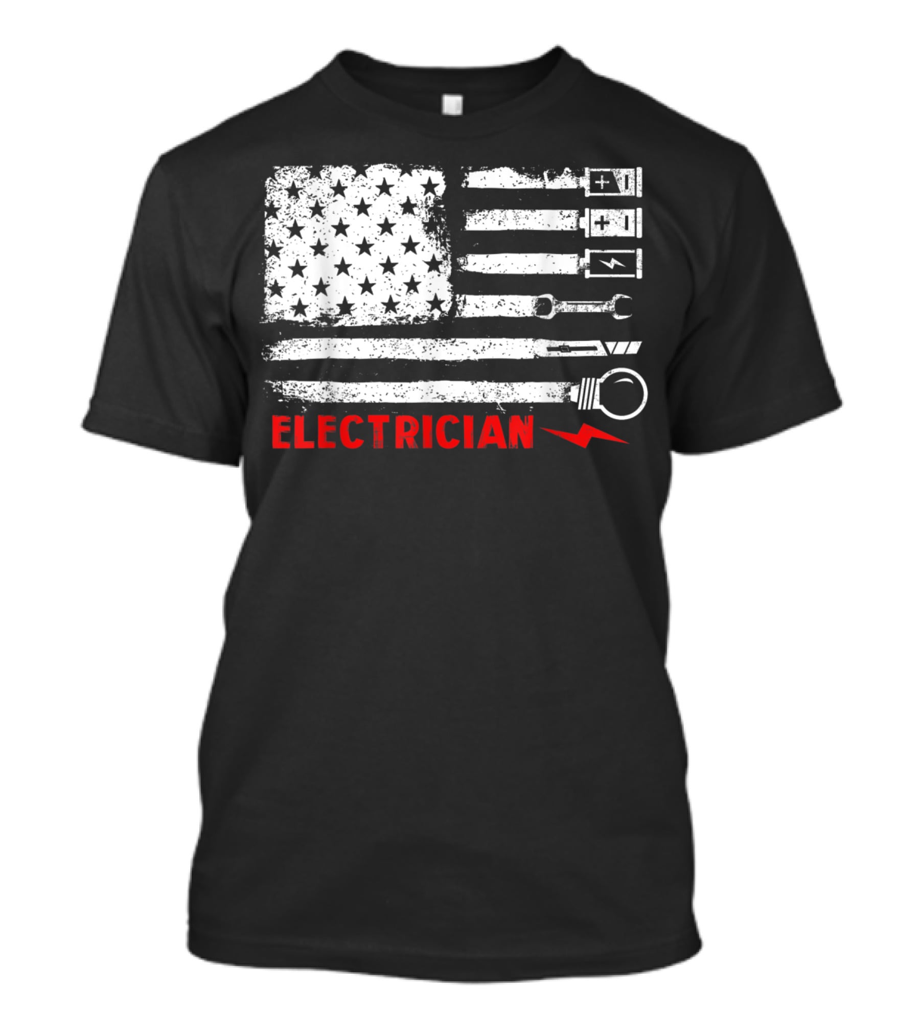 American Flag Electrician With Tools And Symbols T-Shirt