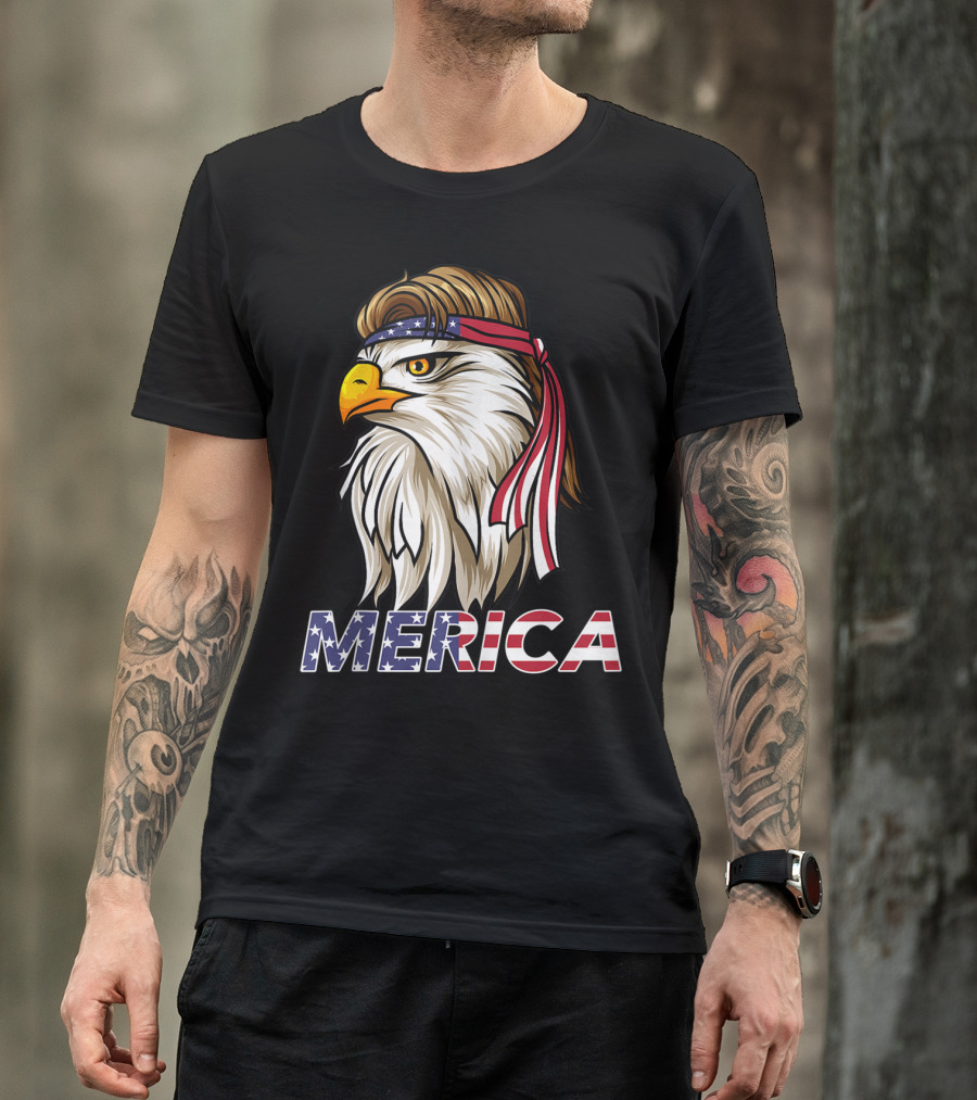 Bald Eagle Mullet Bandana Merica USA T-Shirt