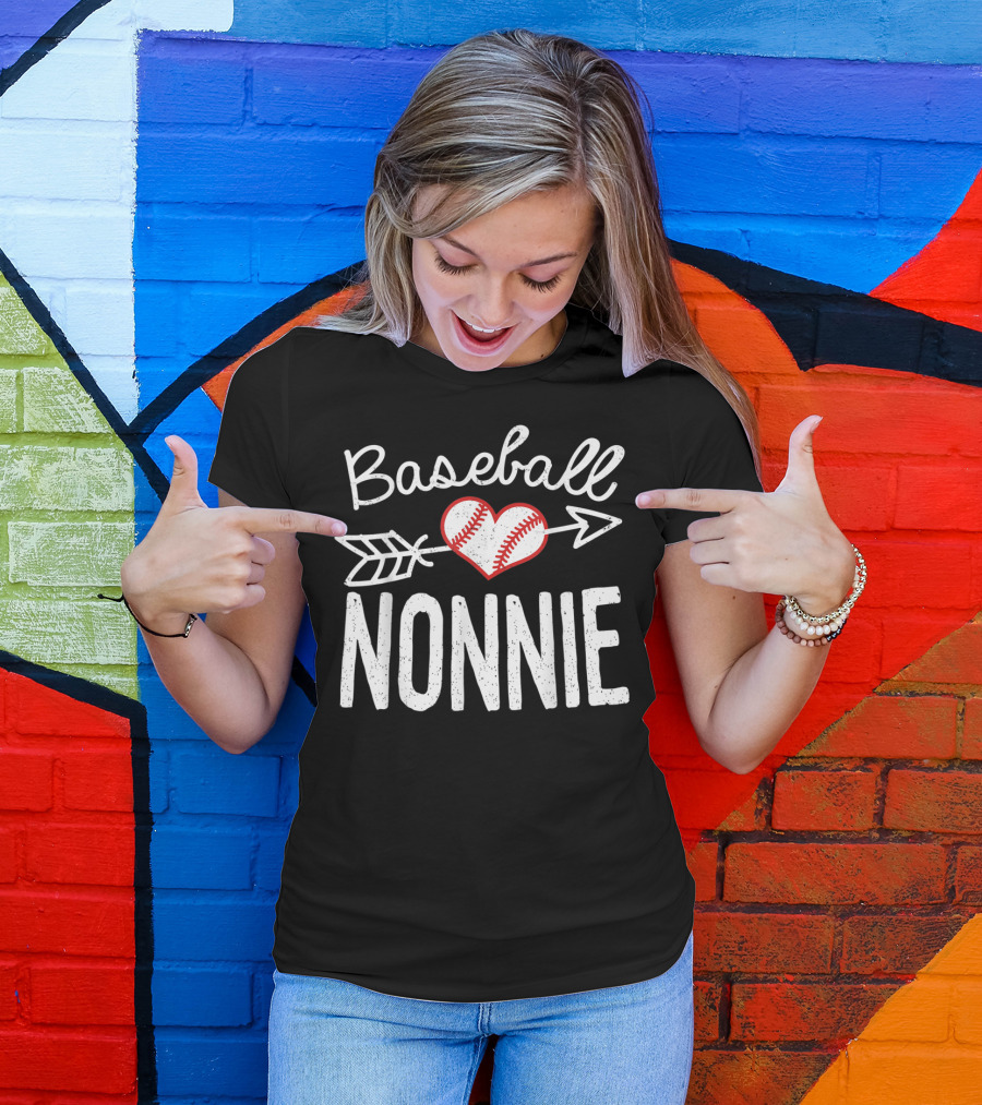 Baseball Nonnie Heart Arrow T-Shirt