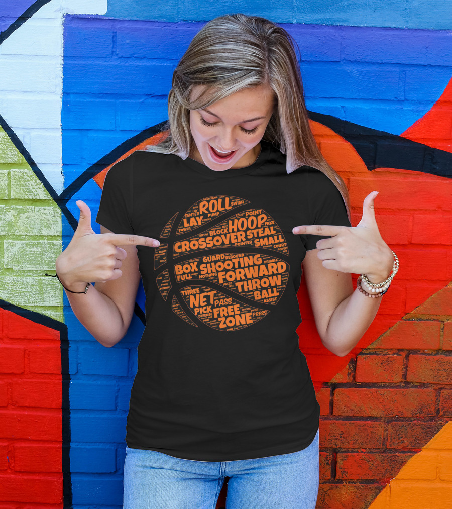 Basketball Sayings Typography In Orange Featuring Crossover Hoop Forward Play T-Shirt