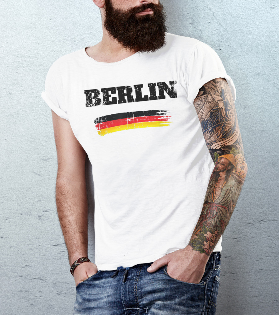 Berlin Germany Black Red Gold Flag Brushstroke T-Shirt