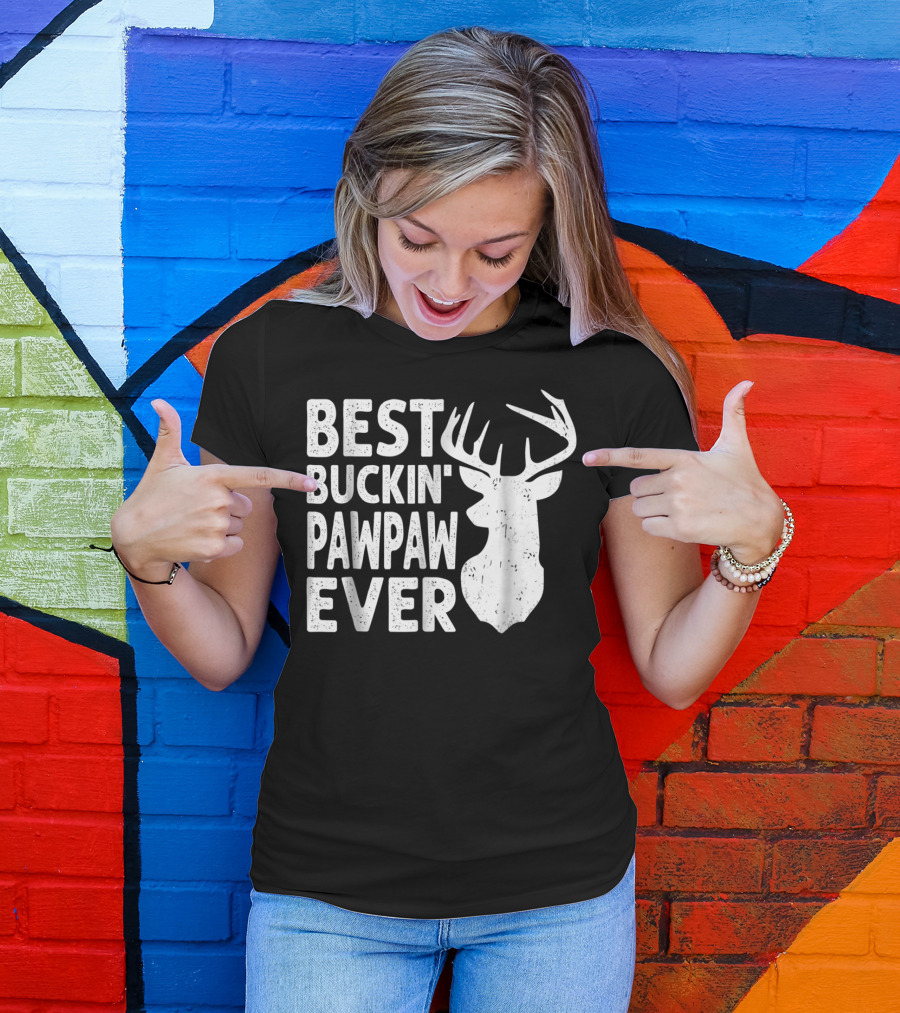 Best Buckin' Pawpaw Ever Deer Hunting Buckin' Deer Head T-Shirt