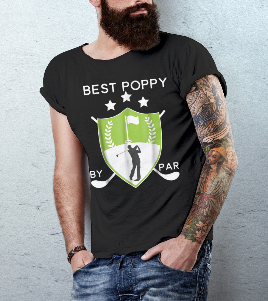 Best Poppy By Par Golf Golfer Crest Shield T-Shirt
