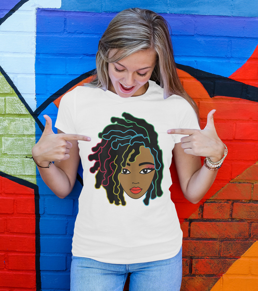 Black Girl With Colorful Locs Hair Pride T-Shirt