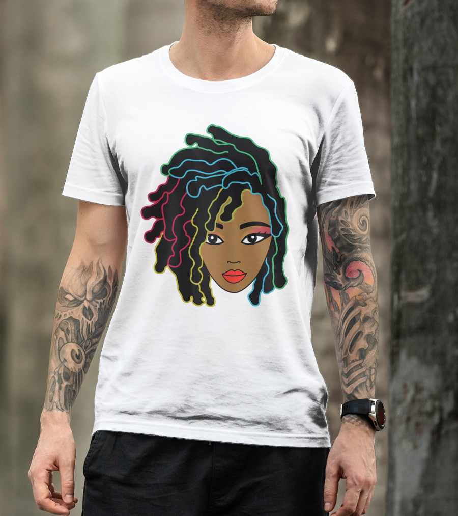 Black Girl With Colorful Locs Hair Pride T-Shirt
