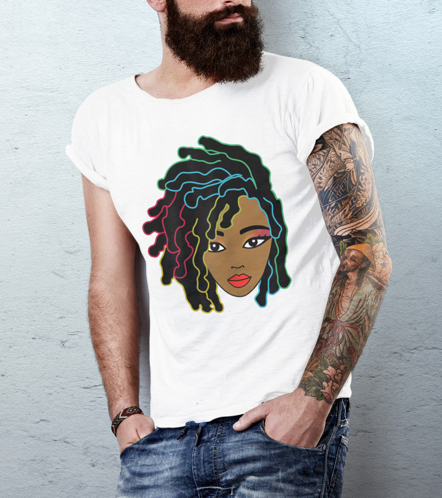 Black Girl With Colorful Locs Hair Pride T-Shirt