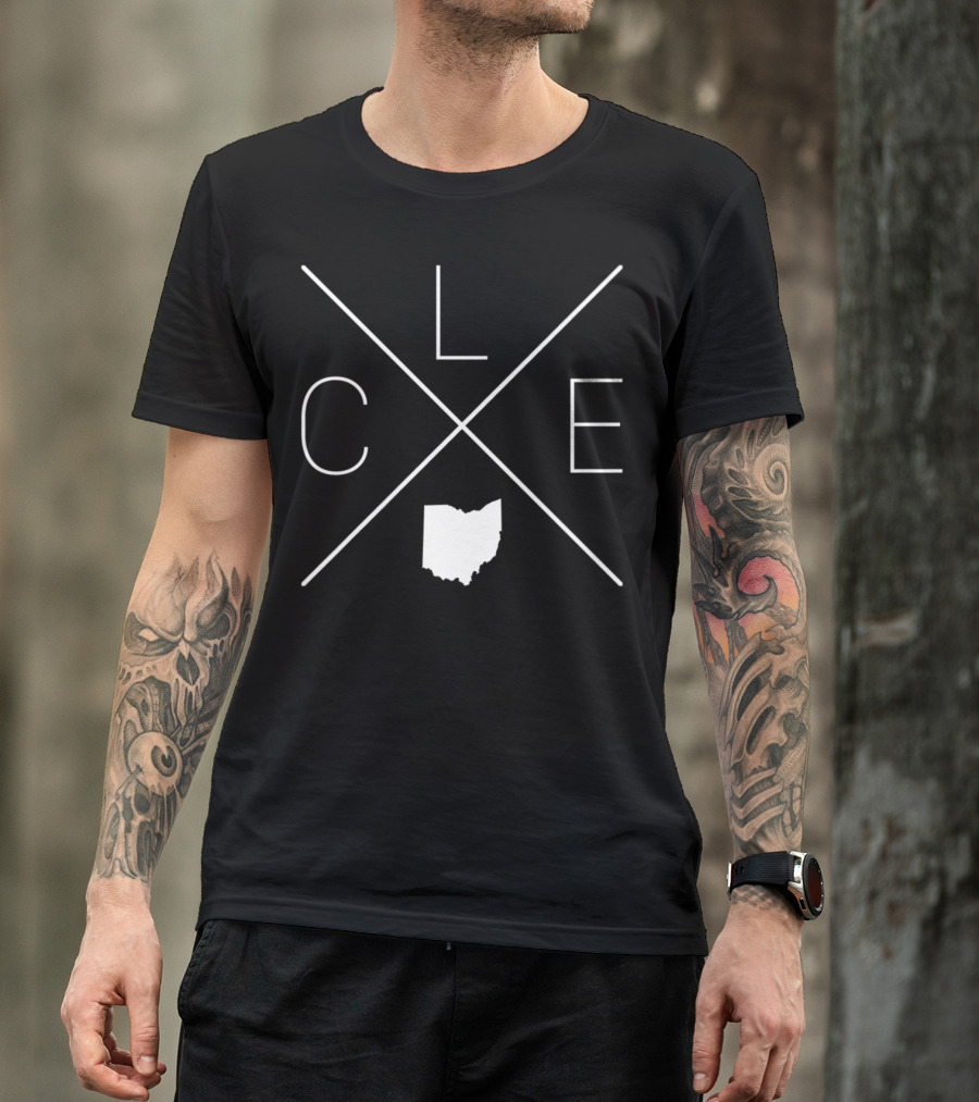 CLE Ohio Cross Cleveland Map T-Shirt