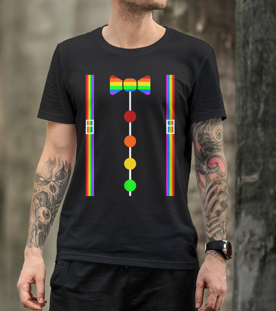 Clown Tie Rainbow Bowtie Suspenders Costume Circus Carnival T-Shirt