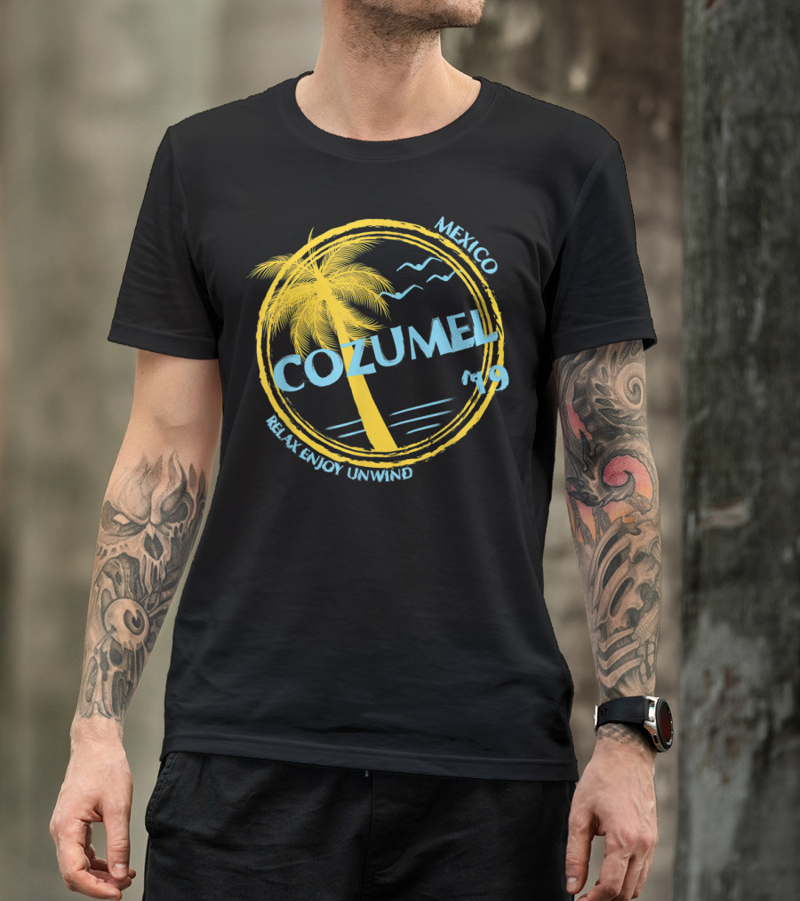 Cozumel Mexico Relax Enjoy Unwind Palm Tree 79 Spring Brea Souvenir T-Shirt