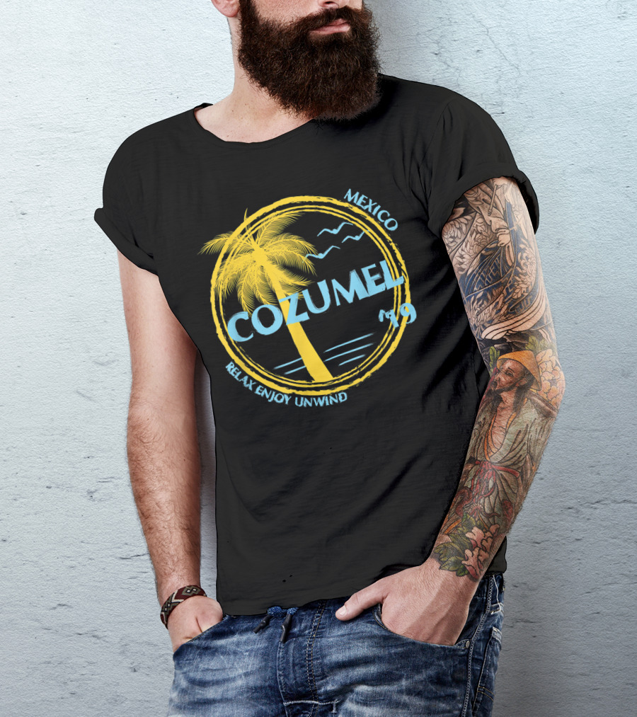 Cozumel Mexico Relax Enjoy Unwind Palm Tree 79 Spring Brea Souvenir T-Shirt