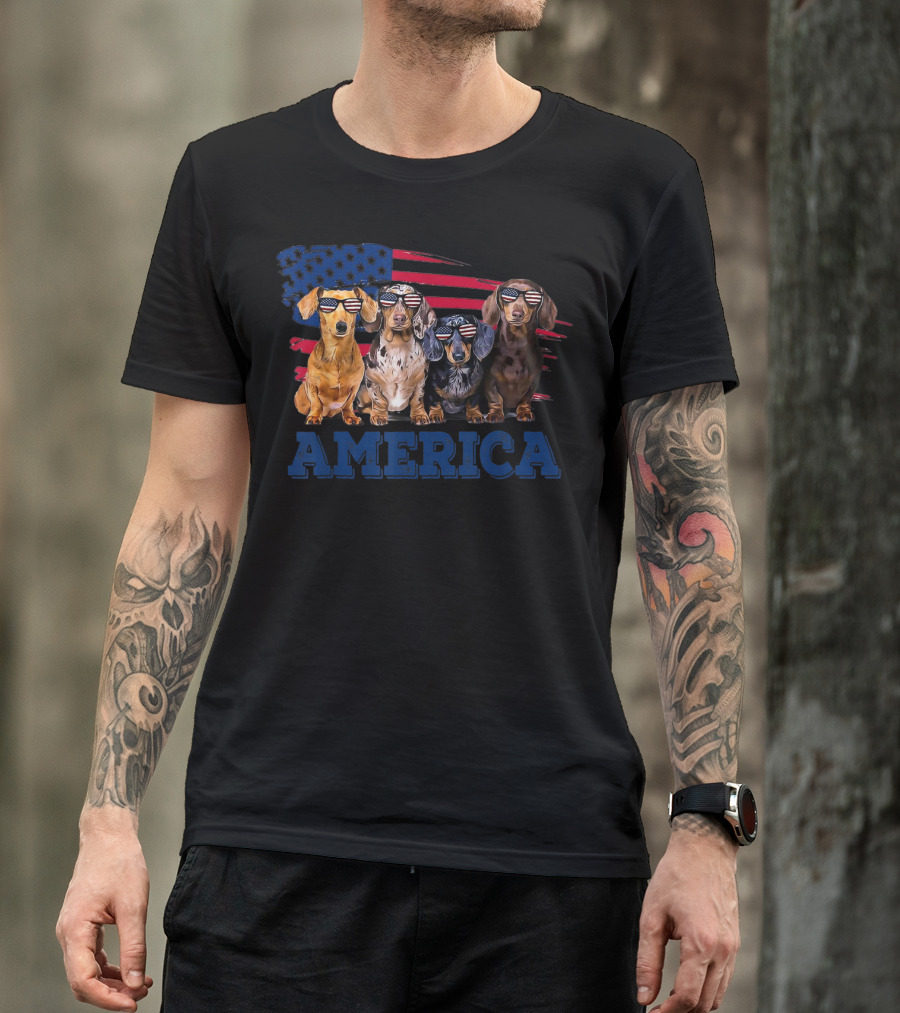 America Dachshund Breed Dog Flag Patriot T-Shirt