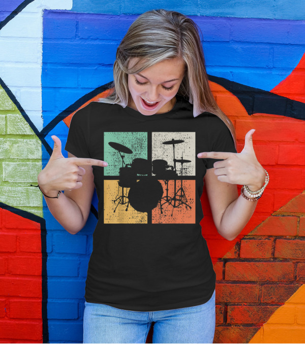 Drummer Drumline Drumset Retro Drum Kit T-Shirt