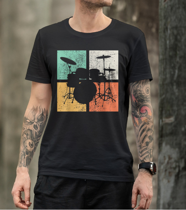 Drummer Drumline Drumset Retro Drum Kit T-Shirt