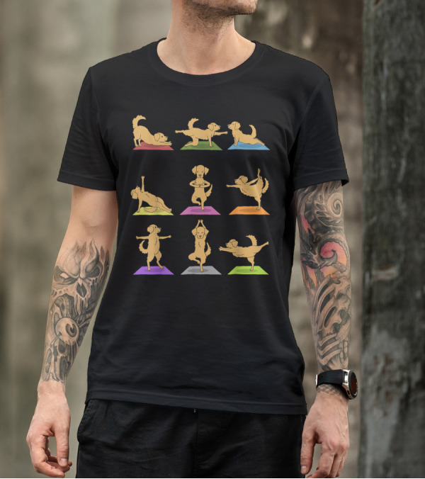 Golden Retriever Yoga Poses Funny Dogs In Yoga T-Shirt