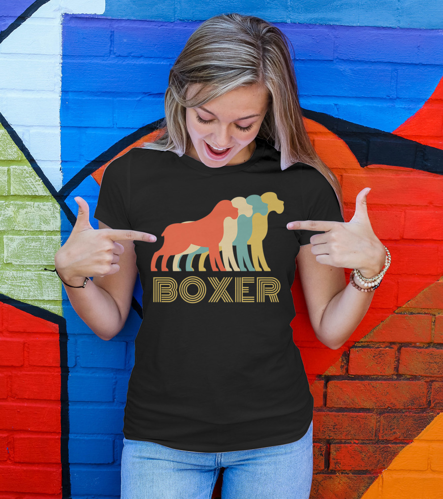Boxer Dog Breed Vintage Colorful T-Shirt