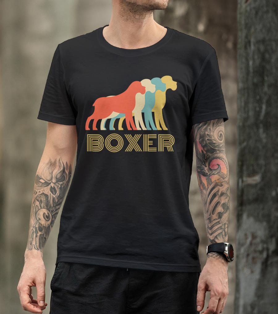 Boxer Dog Breed Vintage Colorful T-Shirt