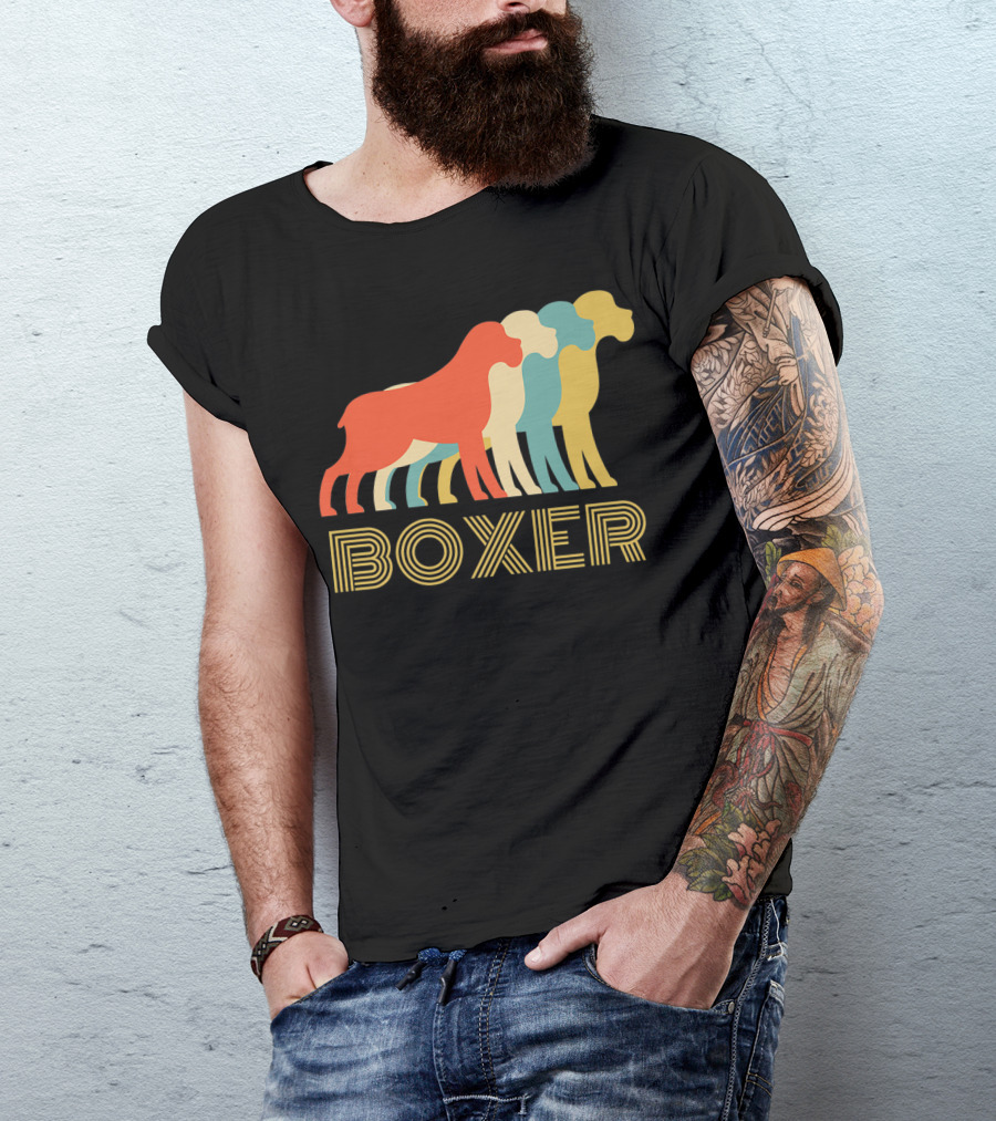 Boxer Dog Breed Vintage Colorful T-Shirt