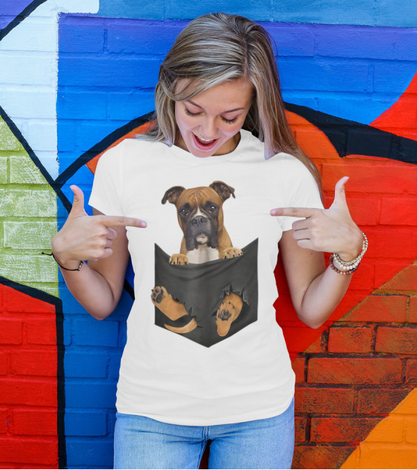 Boxer Puppy In Pocket Boxer Lover T-Shirt