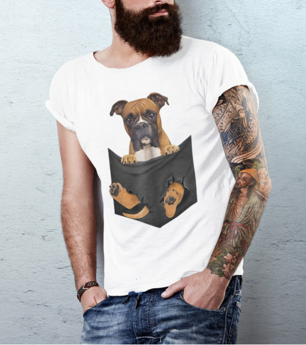 Boxer Puppy In Pocket Boxer Lover T-Shirt
