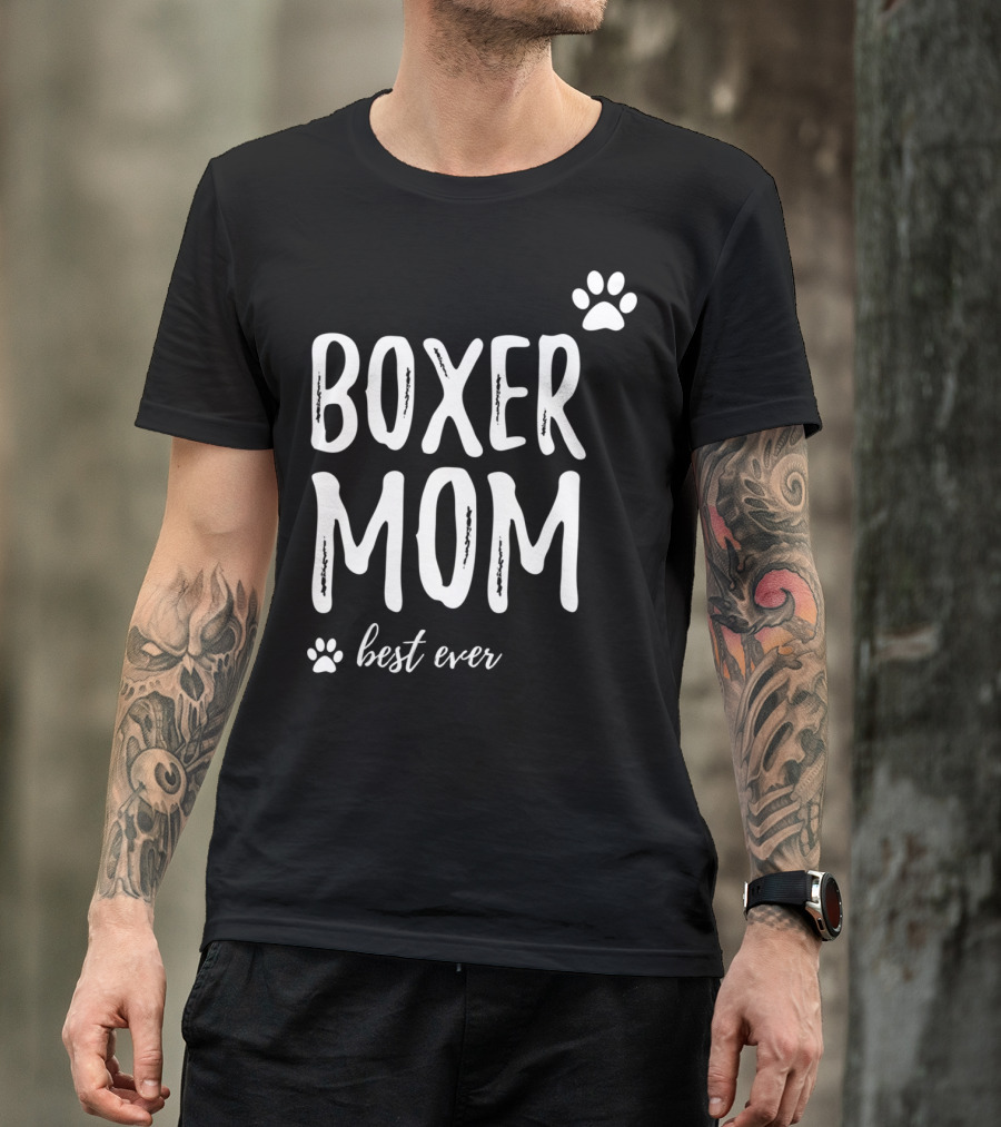 Boxer Mom Best Ever Boxer Dog Paw Prints T-Shirt