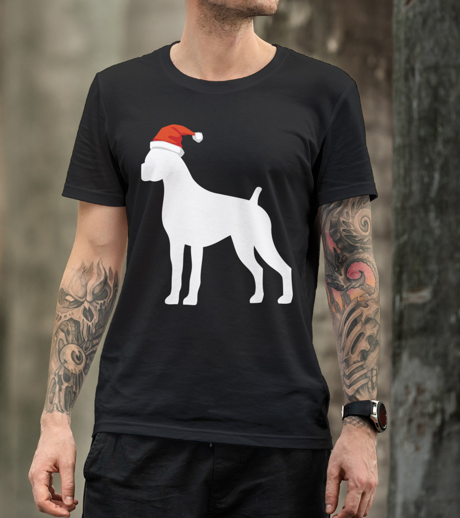 Boxer Dog Wearing Santa Hat Christmas T-Shirt