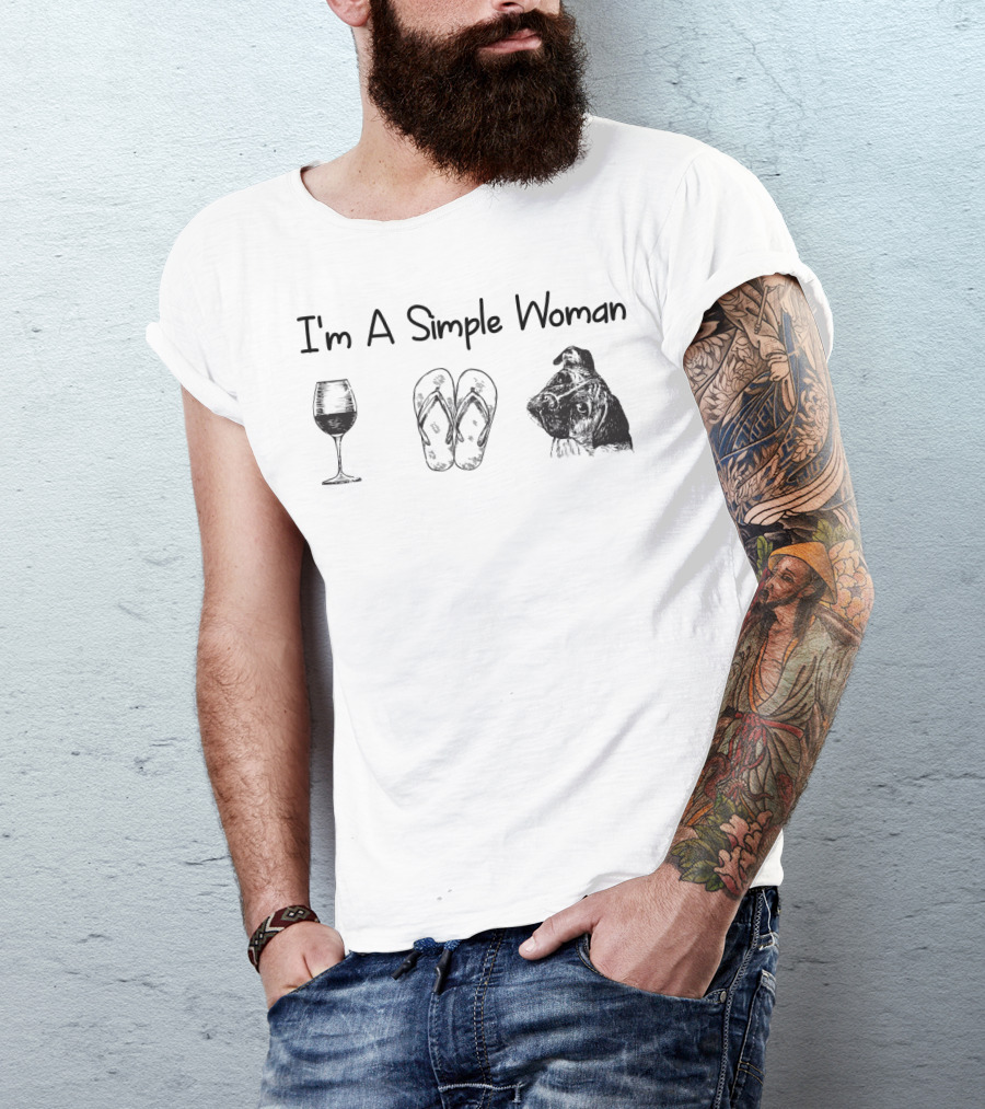 I'm A Simple Woman Wine Flip Flops Boxer T-Shirt