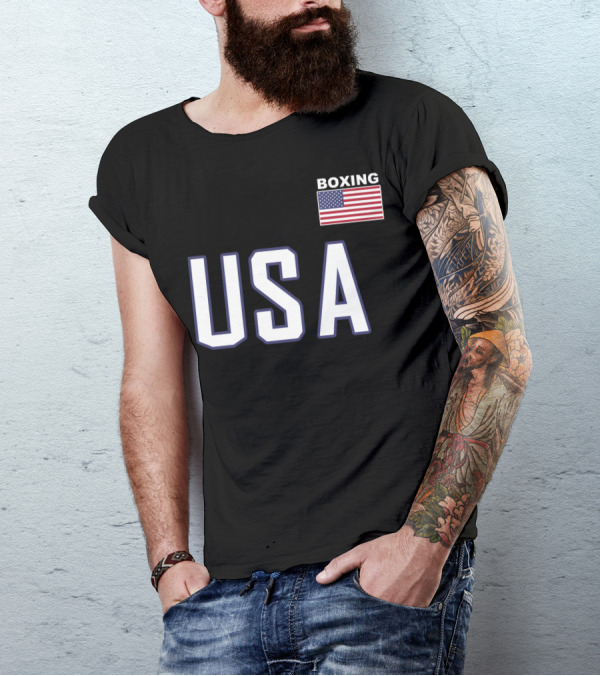 USA Flag Boxing Jacket With Pocket Equipment Theme For Boxer T-Shirt