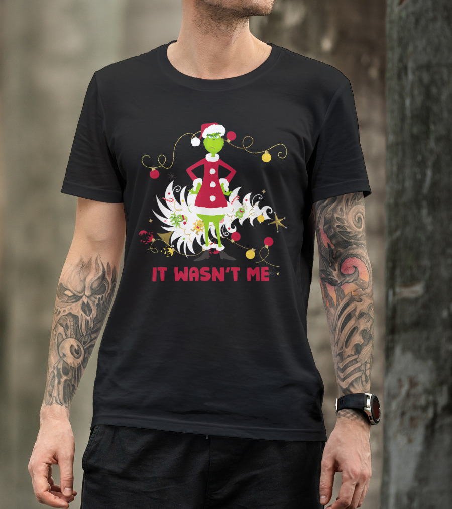Drseuss The Grinch It Wasn't Me Santa Outfit Holiday Whimsy T-Shirt