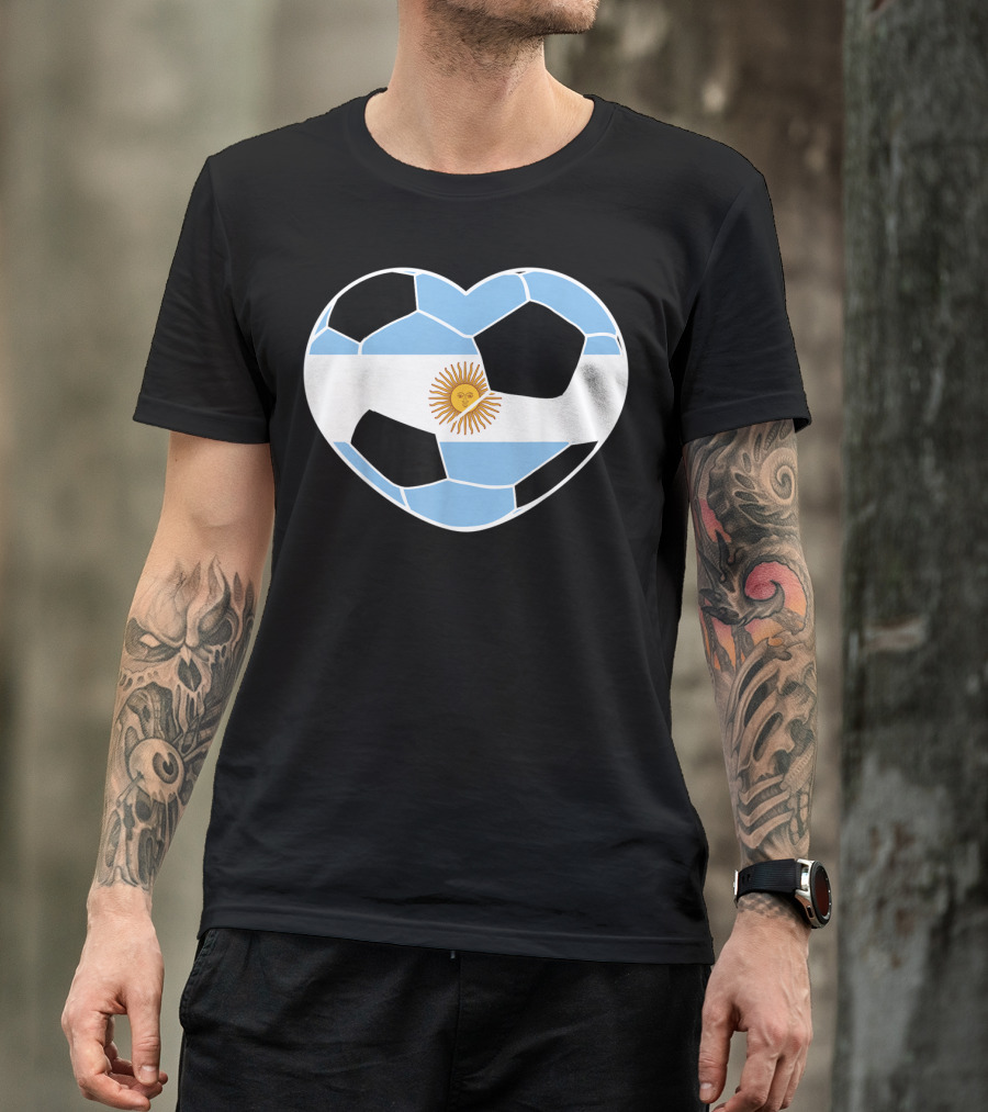 Argentina Soccer Ball Heart Flag Emblem Argentina T-Shirt
