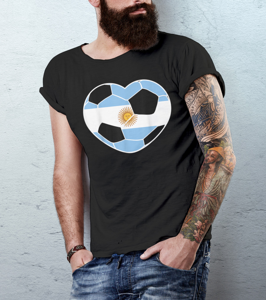 Argentina Soccer Ball Heart Flag Emblem Argentina T-Shirt