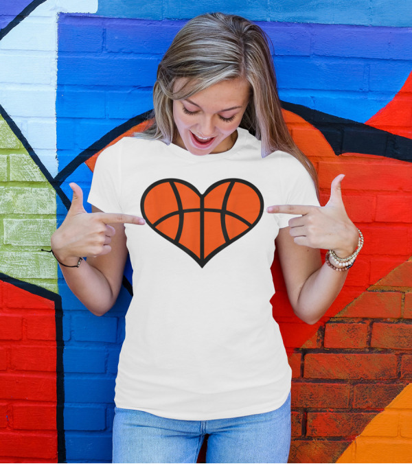 Basketball Heart Shape Orange Ball Lines T-Shirt