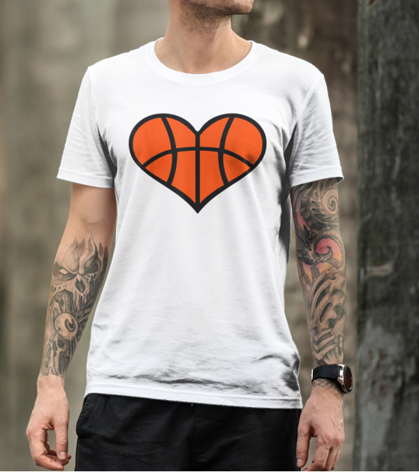 Basketball Heart Shape Orange Ball Lines T-Shirt