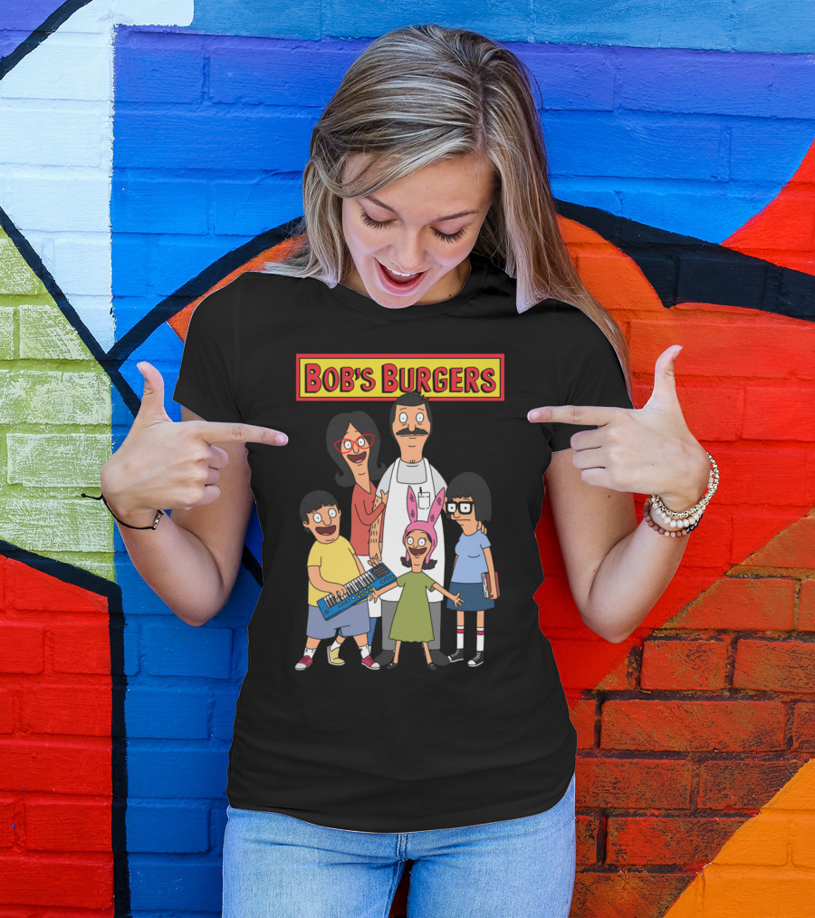 Bob's Burgers Animated Family Group With Bob Linda Tina Gene Louise T-Shirt