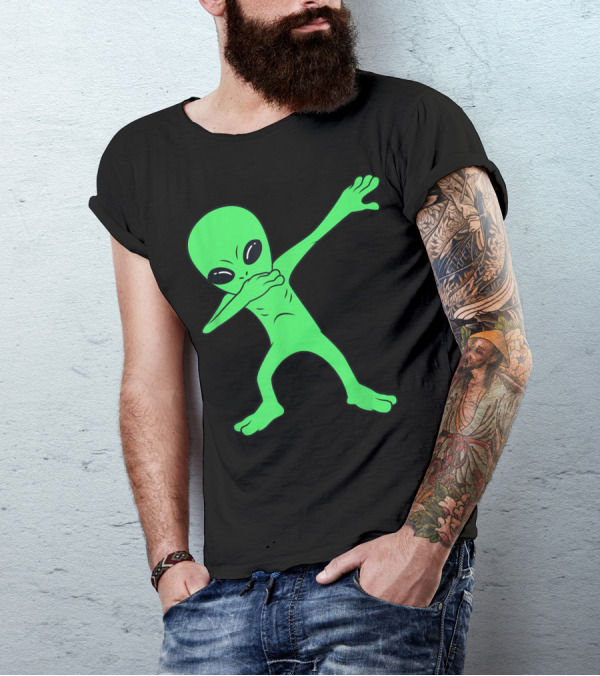 Dabbing Green Alien Halloween Funny Dab Dance T-Shirt