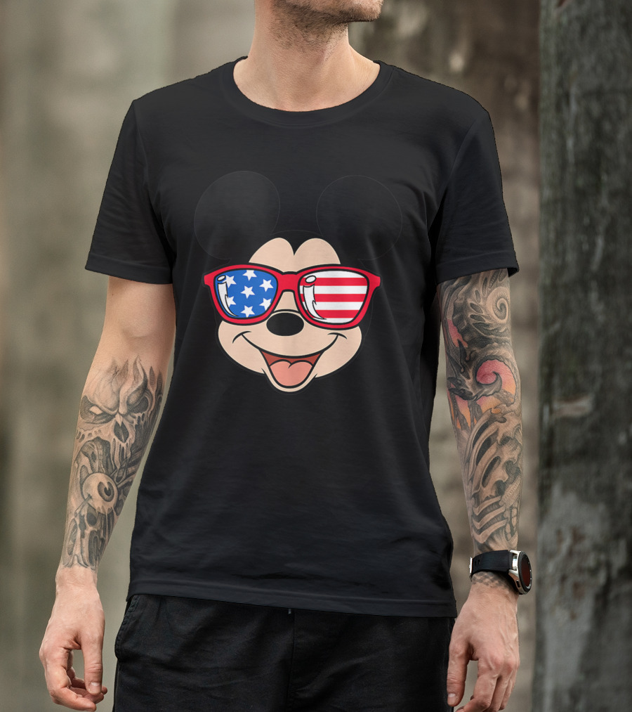 Disney Mickey Mouse American Flag Sunglasses T-Shirt