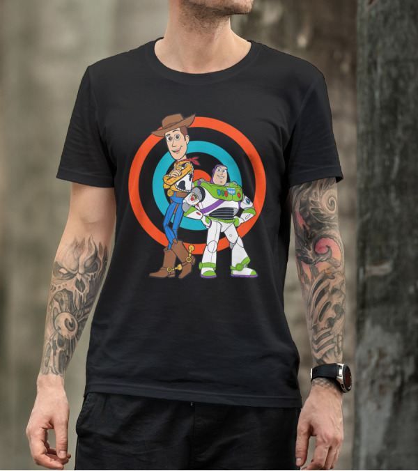 Toy Story Buzz Lightyear And Woody Target Background T-Shirt