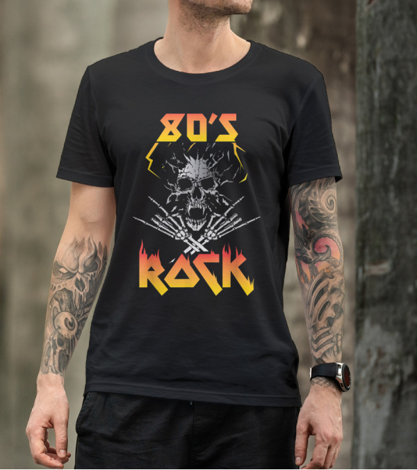 80's Rock Skull And Skeleton For Eighties Rockers T-Shirt