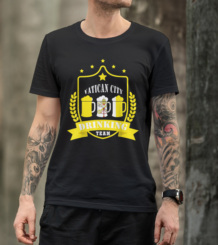 Vatican City Drinking Team Beer Crest Casual Teamwear T-Shirt