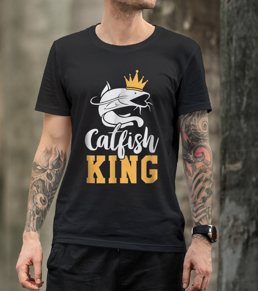 Catfish King Crowned Fishing Humor Trophy T-Shirt