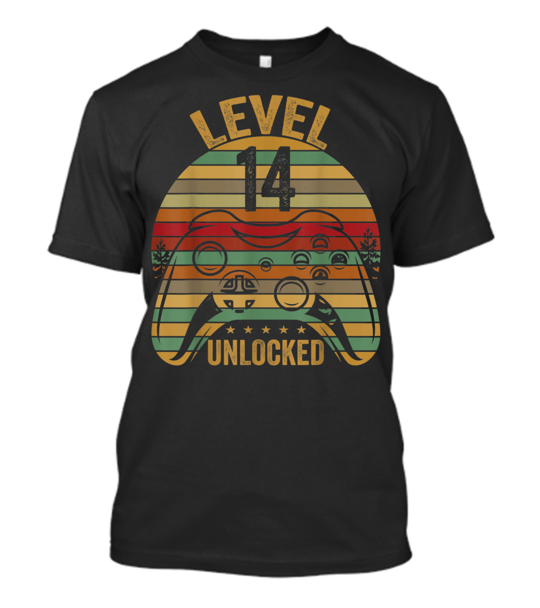 Level 14 Unlocked Gaming Themed Birthday 14 Year Old Boy Retro Controller T-Shirt