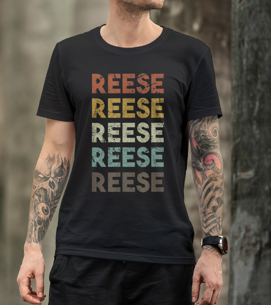Reese Michigan Vintage Retro Colorful Stacked Text T-Shirt