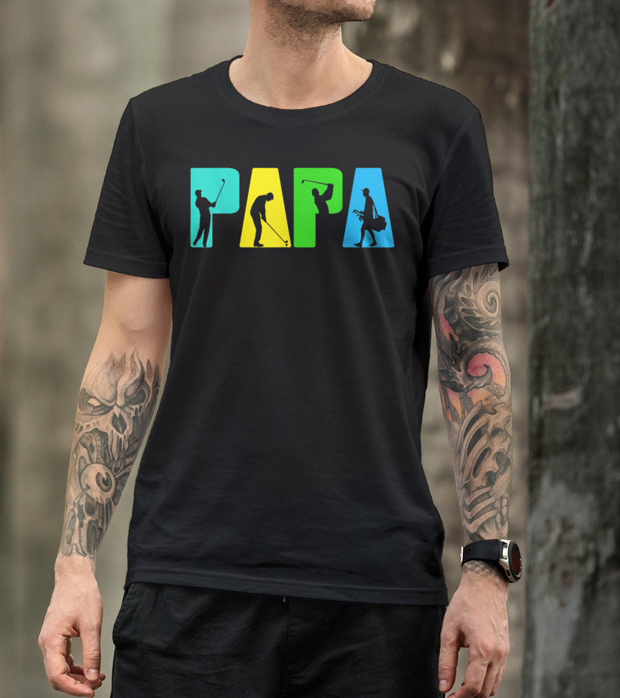 Papa Retro Golf Silhouettes Father's Day T-Shirt