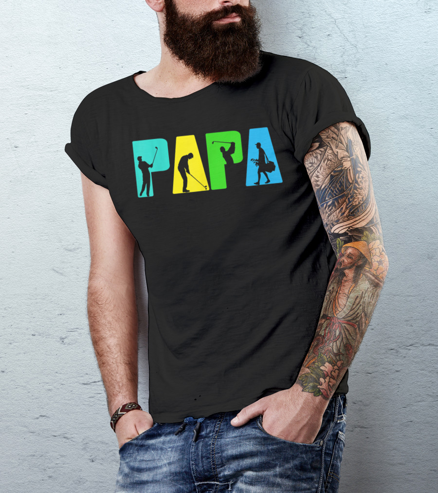 Papa Retro Golf Silhouettes Father's Day T-Shirt