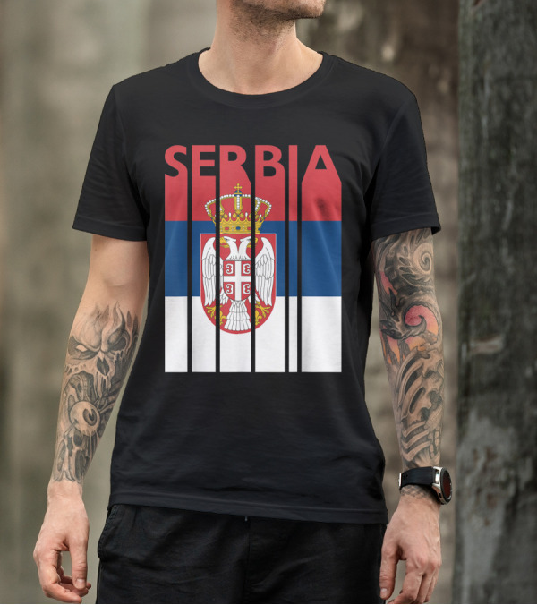 Serbia Vintage Flag Serbian Coat Of Arms T-Shirt