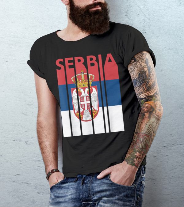 Serbia Vintage Flag Serbian Coat Of Arms T-Shirt