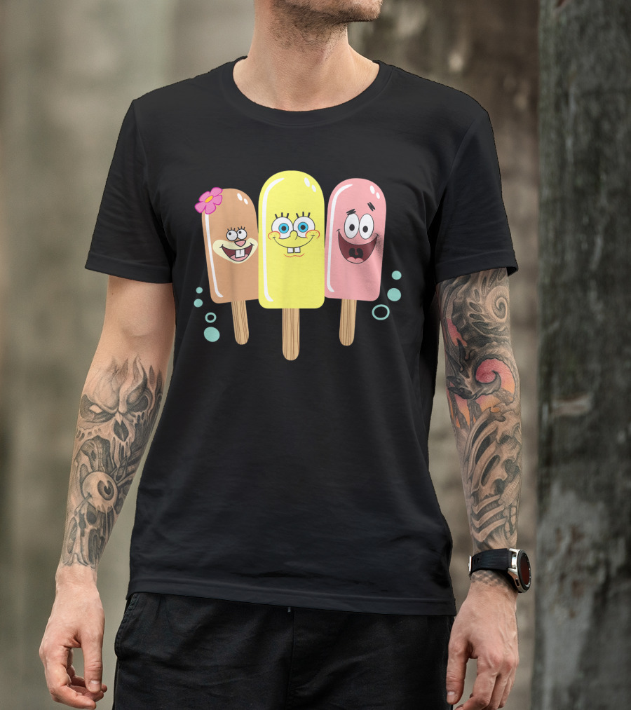 Spongebob Squarepants Sandy Patrick Popsicle Ice Cream Friends T-Shirt